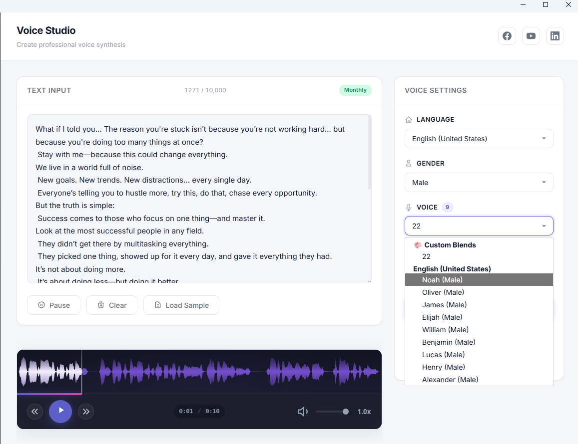 Voice Selection Interface